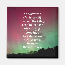 Serenity Prayer Magnet with Aurora Background