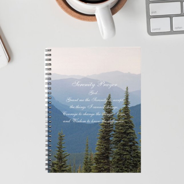 Serenity Prayer Misty Mountains Landscape Notebook (In Situ)
