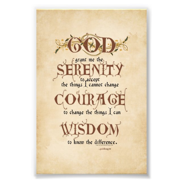 Serenity Prayer: Old English Antique, Recovery Photo Print (Front)