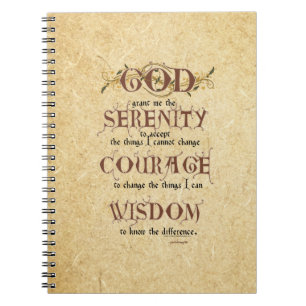 Serenity Prayer: Old English Antique, Strength/Rec Spiral Notebook