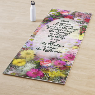 Serenity Prayer on Floral Bouquet Yoga Mat