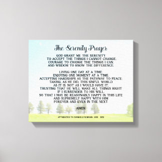 Serenity Prayer On Peaceful Landscape Art  Canvas Print