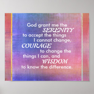 Serenity prayer on watercolor purple and blue poster