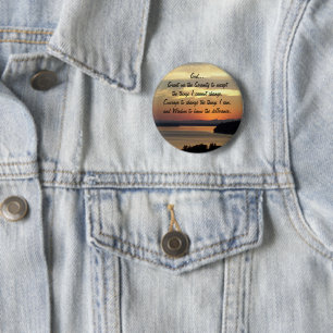 Serenity Prayer Orange Seascape Sunset 6 Cm Round Badge