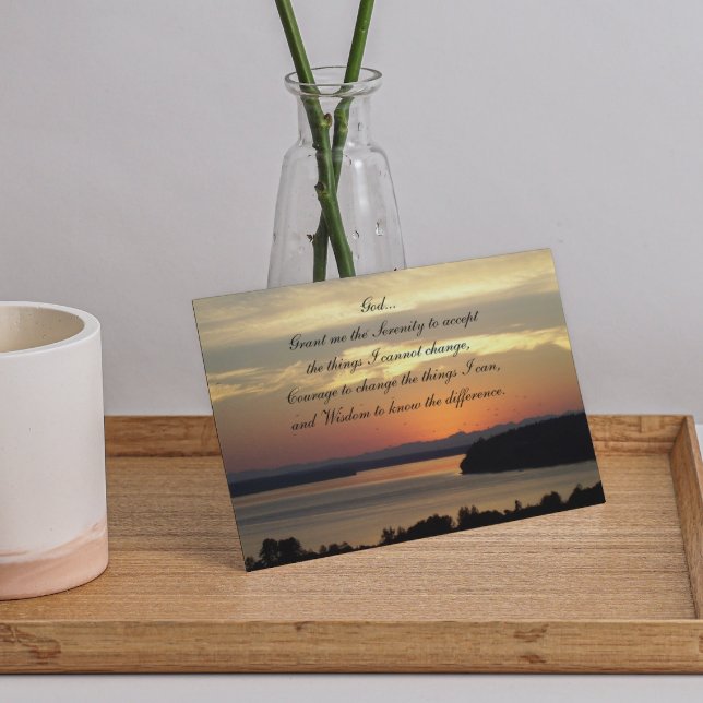 Serenity Prayer Orange Seascape Sunset Blank Card (Creator Uploaded)
