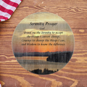 Serenity Prayer Orange Seascape Sunset Cutting Board