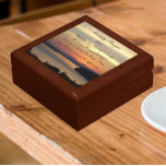 Serenity Prayer Orange Seascape Sunset Gift Box<br><div class="desc">Store trinkets,  jewellery and other small keepsakes in this wooden gift box with ceramic tile that features the photo image of an orange seascape sunset along with the inspirational words of the Serenity Prayer. Select your gift box size and wood colour.</div>