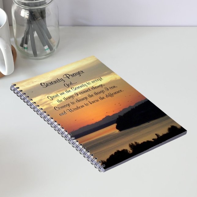 Serenity Prayer Orange Seascape Sunset Notebook (In Situ)