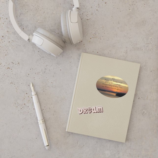 Serenity Prayer Orange Seascape Sunset Oval Sticker (In Situ Journal)