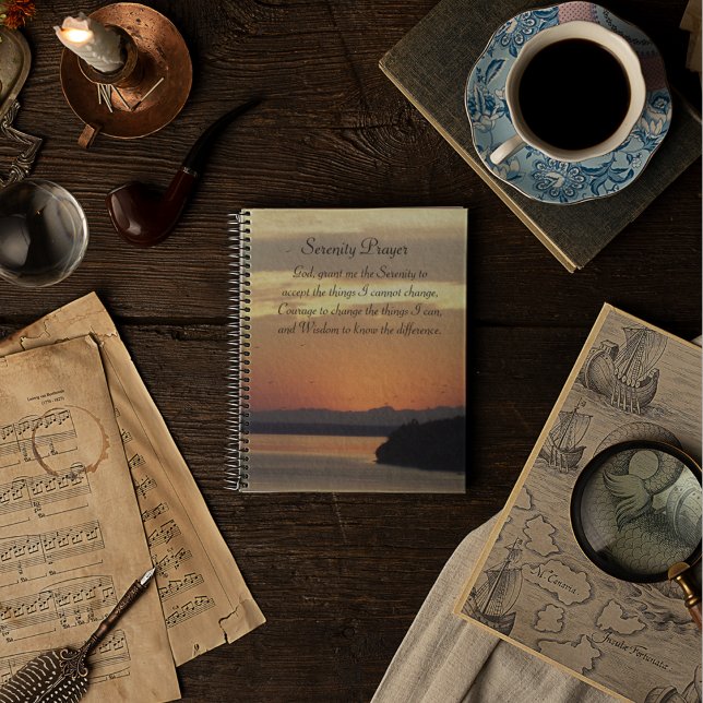 Serenity Prayer Orange Seascape Sunset Planner (In Situ)