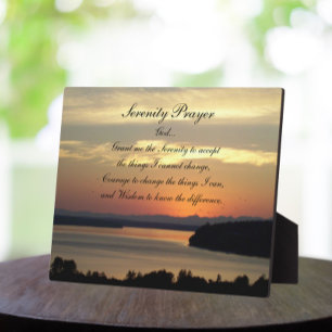 Serenity Prayer Orange Seascape Sunset Plaque