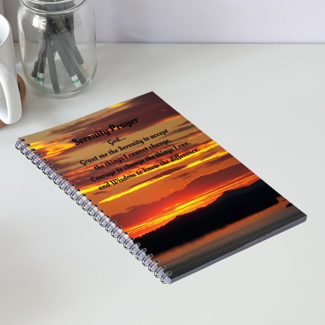 Serenity Prayer Orange Sunset Landscape Notebook (In Situ)