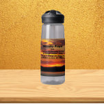 Serenity Prayer Orange Sunset Landscape Water Bottle<br><div class="desc">Stay quenched wherever you go with this clear,  plastic water bottle that features the landscape photo image of a dramatic,  orange sunset along with the inspirational words of the Serenity Prayer printed in bold,  black letters. Select your water bottle size and colour.</div>