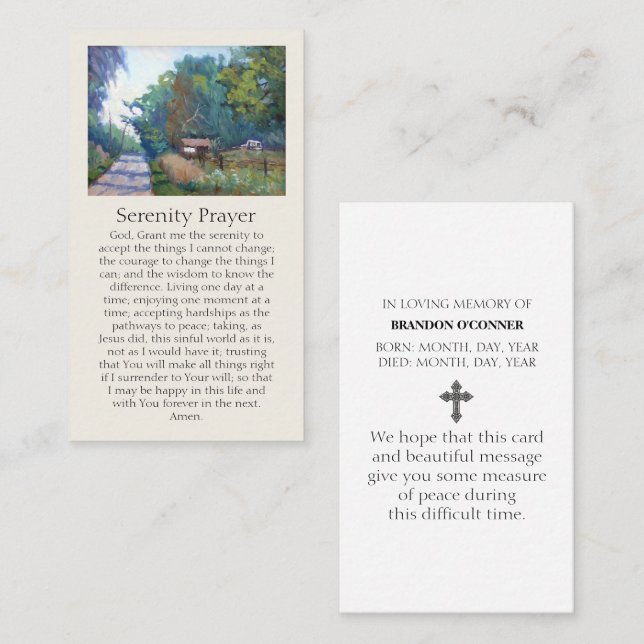 Serenity Prayer Painting with Purples Blues Greens Business Card (Front/Back)