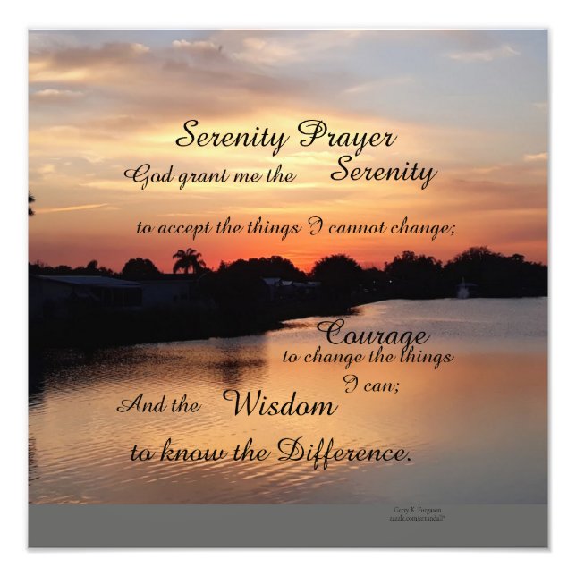 SERENITY PRAYER PHOTO ENLARGEMENT PRINT (Front)