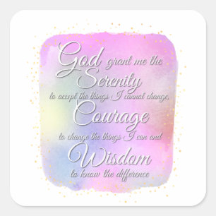 Serenity Prayer Pink and Gold Dots Square Sticker