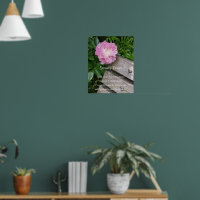 Serenity Prayer Pink Peony and Wooden Bench