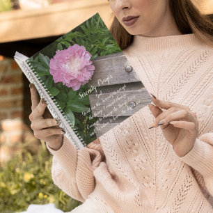 Serenity Prayer Pink Peony Bloom Floral Notebook
