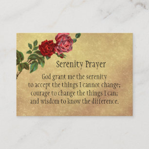 Serenity Prayer Pink Red Roses Holy Card