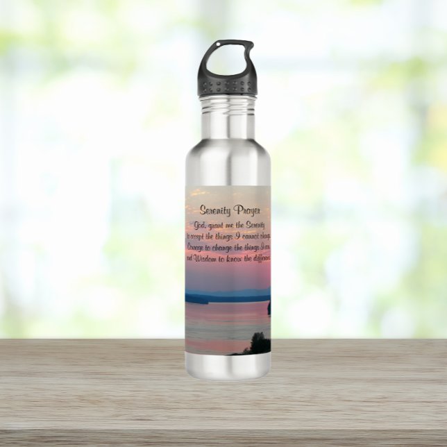 Serenity Prayer Pink Seascape Sunset 710 Ml Water Bottle (In Situ)