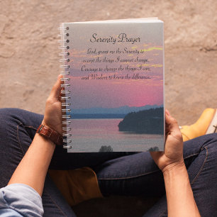 Serenity Prayer Pink Seascape Sunset Calendar   Planner