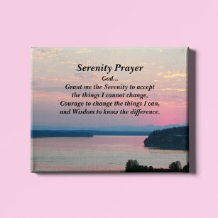 Serenity Prayer Pink Seascape Sunset Canvas Print