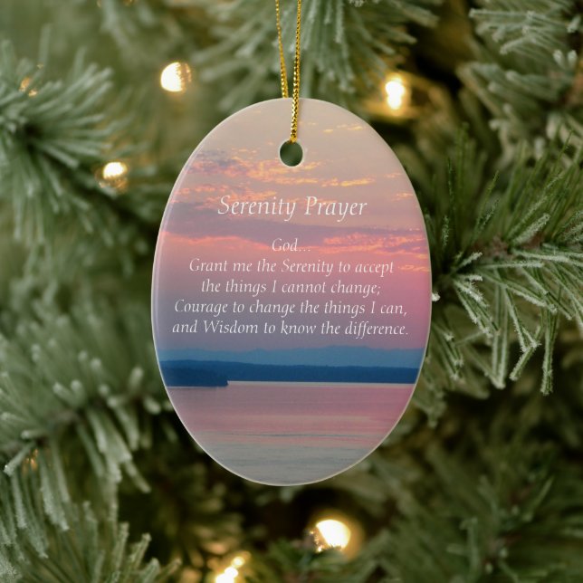 Serenity Prayer Pink Seascape Sunset Ceramic Tree Decoration (Tree)