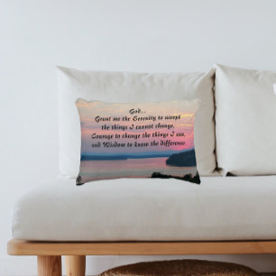 Serenity Prayer Pink Seascape Sunset Decorative Cushion