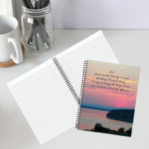 Serenity Prayer Pink Seascape Sunset Photo Notebook