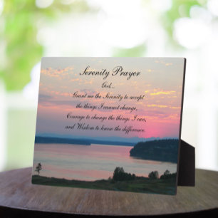 Serenity Prayer Pink Seascape Sunset Photo Plaque