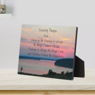 Serenity Prayer Pink Seascape Sunset Plaque