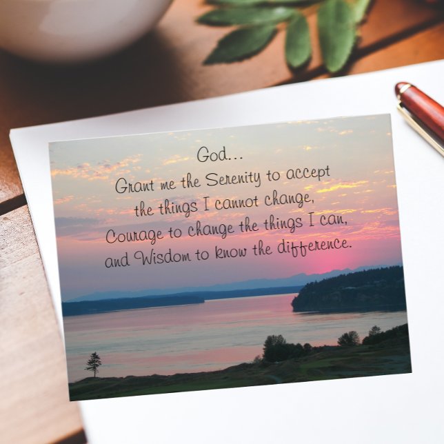 Serenity Prayer Pink Seascape Sunset Postcard (Creator Uploaded)
