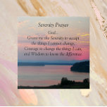 Serenity Prayer Pink Seascape Sunset Tile<br><div class="desc">Ceramic tile featuring the photo image of a pink seascape sunset along with the inspirational words of the Serenity Prayer. Select your tile size. Makes a thoughtful gift for family and friends!</div>