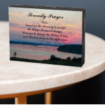 Serenity Prayer Pink Seascape Sunset Wooden Box Sign<br><div class="desc">Black painted,  wooden box sign designed for hanging or standing that features the photo image of a dramatic,  pink seascape sunset along with the inspirational words of the Serenity Prayer. A lovely decoration for the home that makes a thoughtful gift for friends and family!</div>