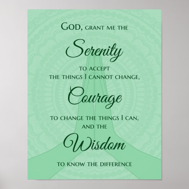 Serenity Prayer Print - Shades of Green (Front)