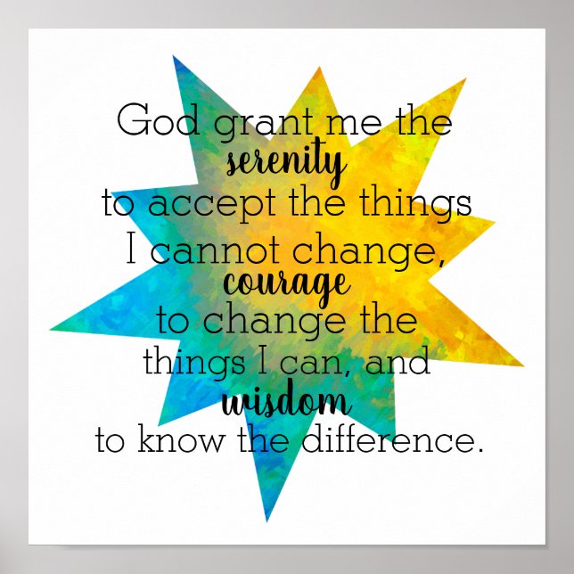 serenity prayer quote colourful star design  poster (Front)