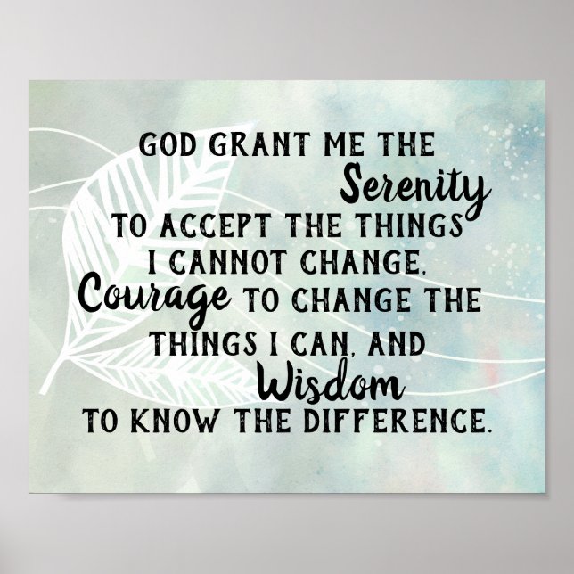 Serenity prayer quote elegant watercolor design poster (Front)