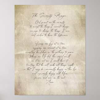 Serenity Prayer Quote Vintage Style Distressed  Poster