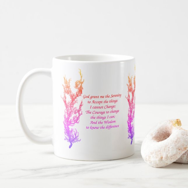 Serenity Prayer Rainbow Inspirational  Coffee Mug (With Donut)