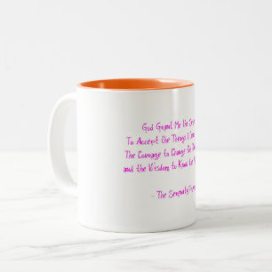 Serenity Prayer Recovery Faith Hope Wisdom Pink Two-Tone Coffee Mug