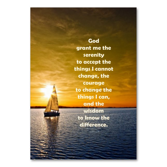 Serenity Prayer: Sailboat in Ocean, Strength/Recov Table Number (Front)