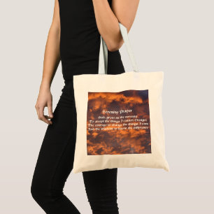 Serenity Prayer Sky Clouds Inspirational Tote Bag