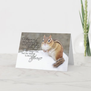 Serenity Prayer Snowy Chipmunk Holiday Card