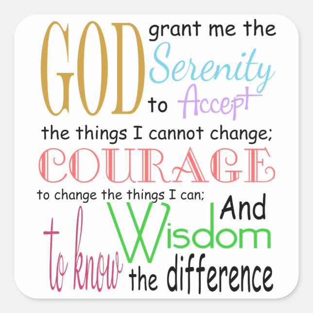 Serenity Prayer Square Sticker (Front)