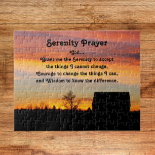 Serenity Prayer Sunset Silhouette Landscape Jigsaw Puzzle