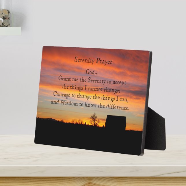 Serenity Prayer Sunset Silhouette Landscape Plaque (In Situ)
