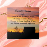 Serenity Prayer Sunset Silhouette Landscape Tile<br><div class="desc">Ceramic tile featuring the photo image of a colourful,  rural sunset and dark silhouettes along with the inspirational words of the Serenity Prayer. Select your tile size. Makes a thoughtful gift for family and friends.</div>