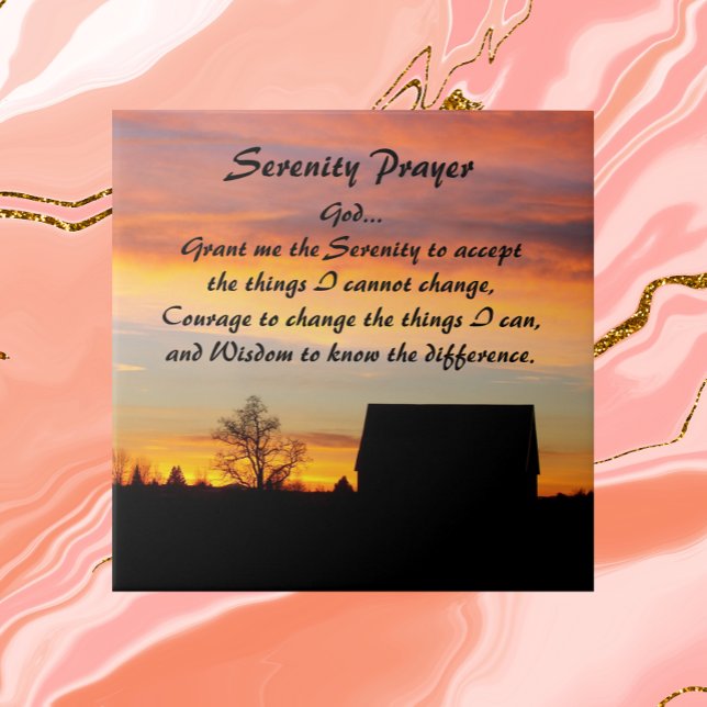 Serenity Prayer Sunset Silhouette Landscape Tile (In Situ)