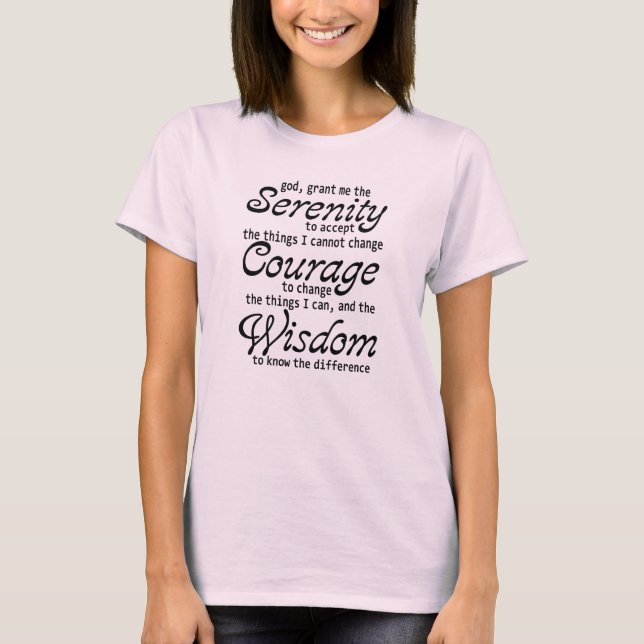 Serenity Prayer tee shirt inspirational designs (Front)