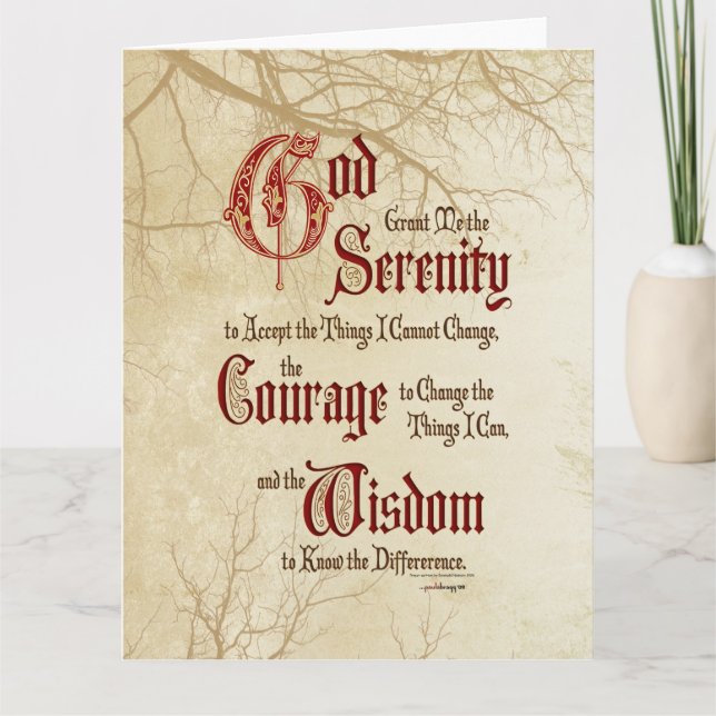 Serenity Prayer: Tree Limbs, Strength/Recovery Card (Front)